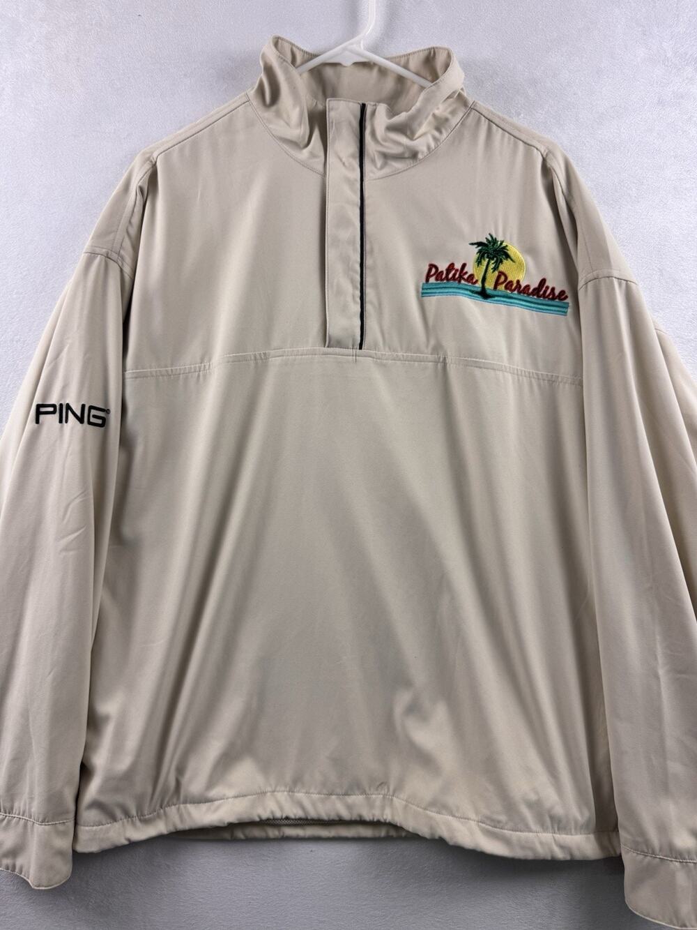 Quarter-Zip Golf Pullover Jacket PING Large Beige Patika Paradise